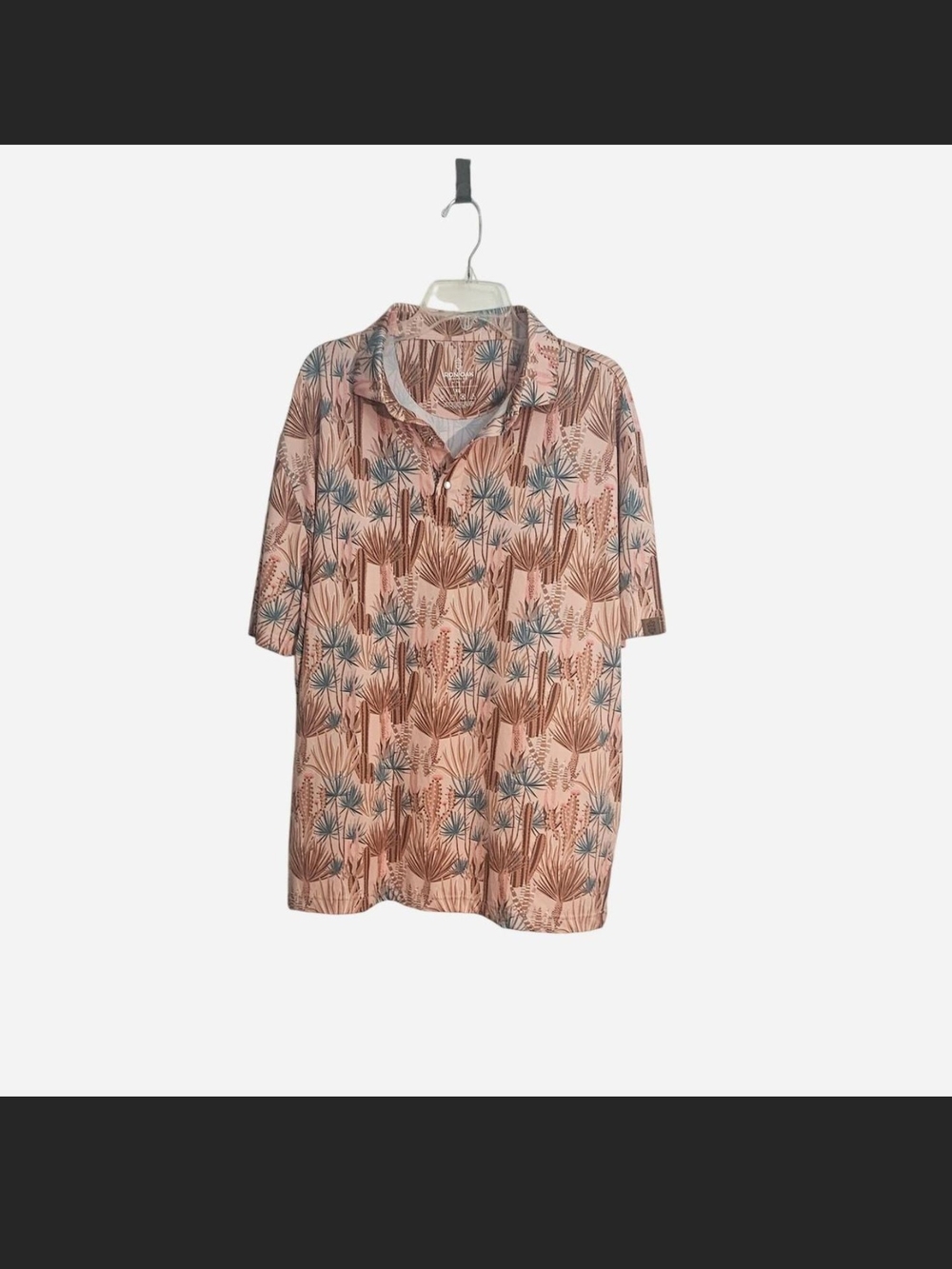 Iron Oak Desert Cactus Print Western Pearl Snap Golf Polo Men's XL
